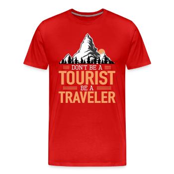 Don't Be A Tourist Be A Traveler Reiseliebhaber - Männer Premium Bio T-Shirt - Rot - Vorne - Damien (186cm)