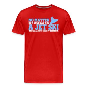 Jet Ski Motorschlitten Motorboot Wasserssportler - Männer Premium Bio T-Shirt - Rot - Vorne - Damien (186cm)
