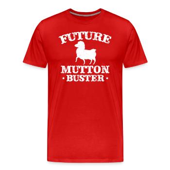 Future Mutton Buster Kinder Schaf Reitschule - Männer Premium Bio T-Shirt - Rot - Vorne - Damien (186cm)