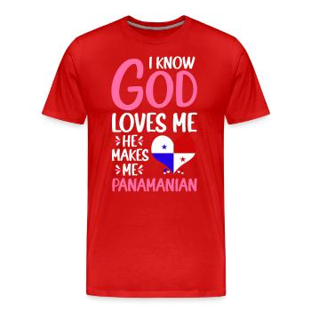 Gott Liebt Mich Panamaer Panamaerin Heimatland - Männer Premium Bio T-Shirt - Rot - Vorne - Damien (186cm)