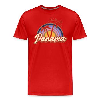 Panama Vintage Sunset Panamanian Palmen Wildness - Männer Premium Bio T-Shirt - Rot - Vorne - Damien (186cm)
