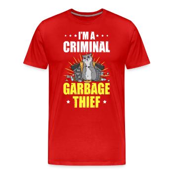 Voleur d’ordures criminel Ratons laveurs Martre drôle - T-shirt bio Premium Homme - rouge - Devant - Damien (186cm)