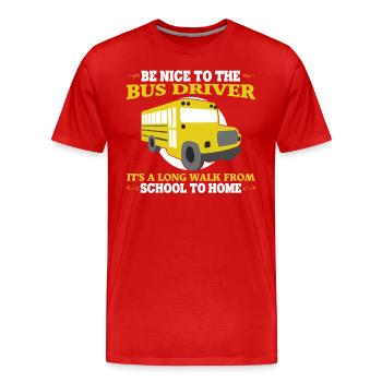 Chauffeur de bus Longue distance à la maison Trajets en bus scolaire - T-shirt bio Premium Homme - rouge - Devant - Damien (186cm)