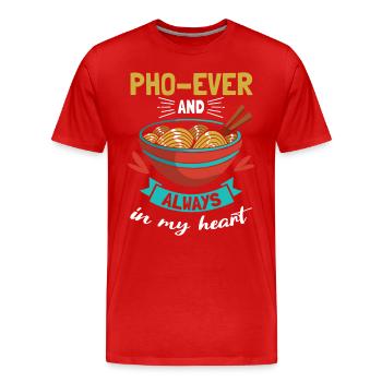 Pho-toujours et toujours dans mon coeur Soupe de nouilles pho - T-shirt bio Premium Homme - rouge - Devant - Damien (186cm)