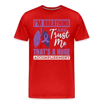 Lung Transplant Donor Lung Breathing Gift - Men's Premium Organic T-Shirt - red - Front - Damien (186cm)