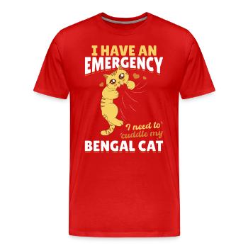 Les races de chats d’urgence doivent étreindre mon Bengal - T-shirt bio Premium Homme - rouge - Devant - Damien (186cm)