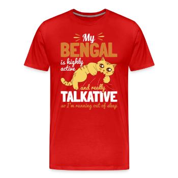 Mon Bengal Bavard Très Active Courir Pas de sommeil - T-shirt bio Premium Homme - rouge - Devant - Damien (186cm)