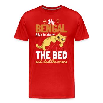 Bengal Katze Im Bett Katzenmama Katzenpapa Geschen - Männer Premium Bio T-Shirt - Rot - Vorne - Damien (186cm)