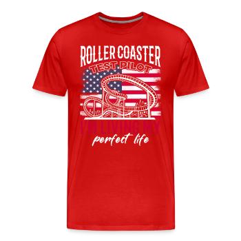 Roller Coaster Test Pilot USA flag ride. - T-shirt bio Premium Homme - rouge - Devant - Damien (186cm)
