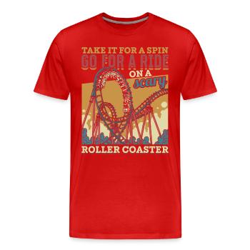 Vintage Looping Roller Coaster Ride Cadeau - T-shirt bio Premium Homme - rouge - Devant - Damien (186cm)