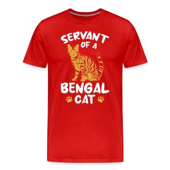 Serviteur Bengal Chat Velours Patte Hybride Race de chat - T-shirt bio Premium Homme - rouge - Devant - Damien (186cm)