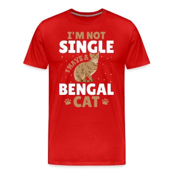 Chat célibataire Bengal Chat célibataire Chat de vie ami - T-shirt bio Premium Homme - rouge - Devant - Damien (186cm)
