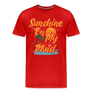 Pura Vida Sunshine Costa Rica Amérique latine - T-shirt bio Premium Homme - rouge - Devant - Damien (186cm)