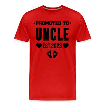Promoted To Uncle in 2023 - Men's Premium Organic T-Shirt - red - Front - Damien (186cm)