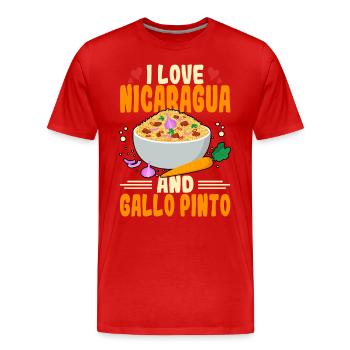 Love Nicaragua Gallo Pinto Cuisine d’Amérique centrale - T-shirt bio Premium Homme - rouge - Devant - Damien (186cm)
