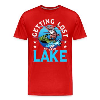 Se perdre sur le bateau à moteur jet skieur du lac - T-shirt bio Premium Homme - rouge - Devant - Damien (186cm)