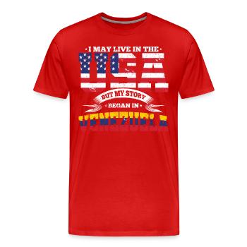 USA Venezuela Story Südamerika Heimatland Geschenk - Männer Premium Bio T-Shirt - Rot - Vorne - Damien (186cm)