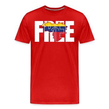 Venezuela Freedom Amérique du Sud Destination de voyage cadeau - T-shirt bio Premium Homme - rouge - Devant - Damien (186cm)