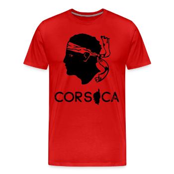 Île de Corse avec carte de France avec tête de pirate - T-shirt bio Premium Homme - rouge - Devant - Damien (186cm)