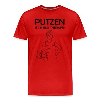 Putzen ist meine Therapie lustige Putzfrau Sprüche - Männer Premium Bio T-Shirt - Rot - Vorne - Damien (186cm)