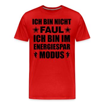 Ich bin nicht Faul ich bin im Energiesparmodus - Männer Premium Bio T-Shirt - Rot - Vorne - Damien (186cm)