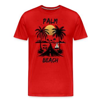 Highway to the Palm Sea Beach by Sunset Summer - Men's Premium Organic T-Shirt - red - Front - Damien (186cm)