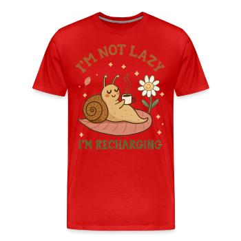 Im not Lazy Im recharging funny Snail drink Coffee - Männer Premium Bio T-Shirt - Rot - Vorne - Damien (186cm)