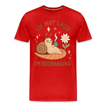 Im not Lazy Im recharging funny Snail drink Coffee - Männer Premium Bio T-Shirt - Rot - Vorne - Damien (186cm)