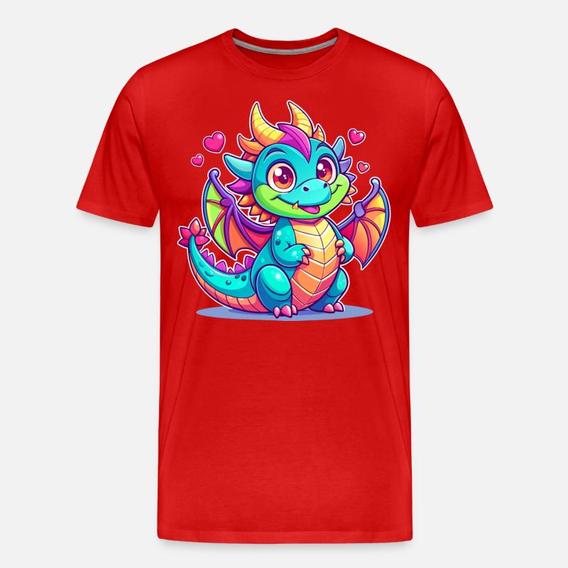 Farbenfroher Drache - Männer Premium Bio T-Shirt - Rot