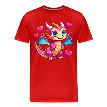 Dragon coloré - T-shirt bio Premium Homme - rouge - Devant - Damien (186cm)