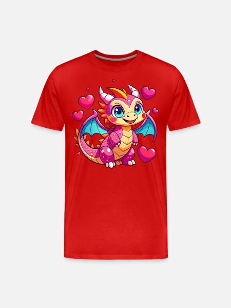 Farbenfroher Drache - Männer Premium Bio T-Shirt - Rot