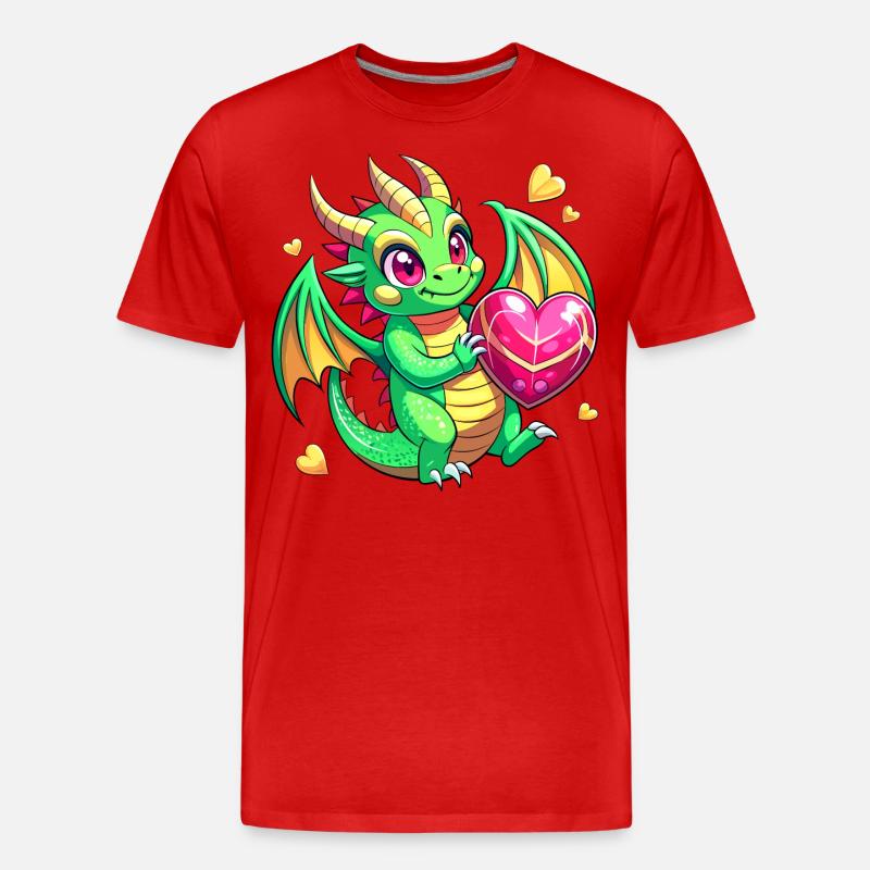 Farbenfroher Drache - Männer Premium Bio T-Shirt - Rot