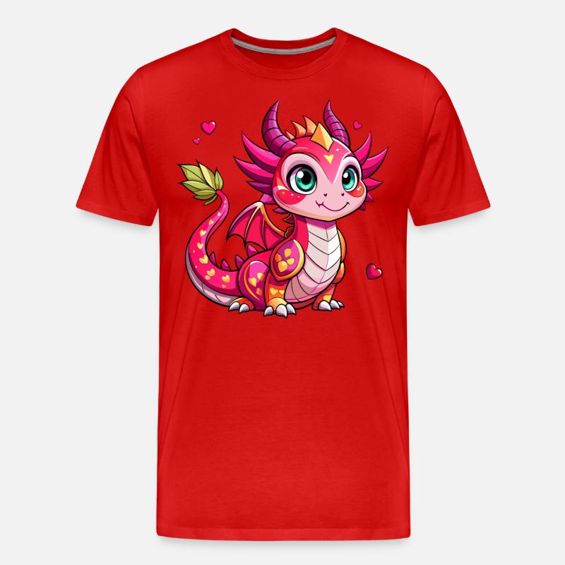 Farbenfroher Drache - Männer Premium Bio T-Shirt - Rot