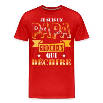 Idee cadeau je suis un Papa grincheux qui déchire - T-shirt bio Premium Homme - rouge - Devant - Damien (186cm)