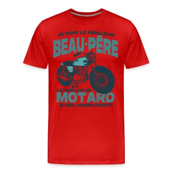 Le meilleur motard et le meilleur beau-père - T-shirt bio Premium Homme - rouge - Devant - Damien (186cm)