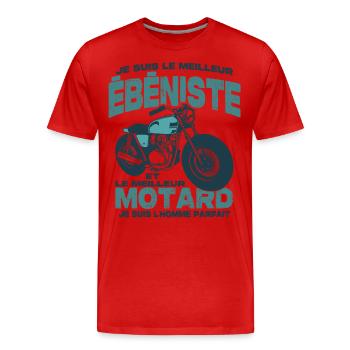 Le meilleur motard et le meilleur ébéniste - T-shirt bio Premium Homme - rouge - Devant - Damien (186cm)