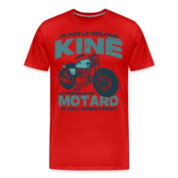 Le meilleur motard et le meilleur kiné - T-shirt bio Premium Homme - rouge - Devant - Damien (186cm)