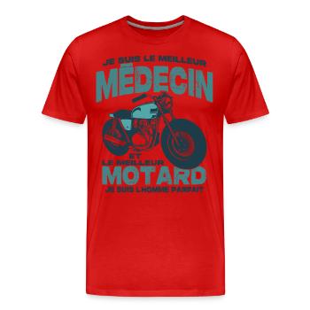 Le meilleur motard et le meilleur médecin - T-shirt bio Premium Homme - rouge - Devant - Damien (186cm)