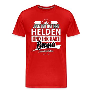 Jede Zeit hat Ihre Helden ihr habt Bruno - Männer Premium Bio T-Shirt - Rot - Vorne - Damien (186cm)
