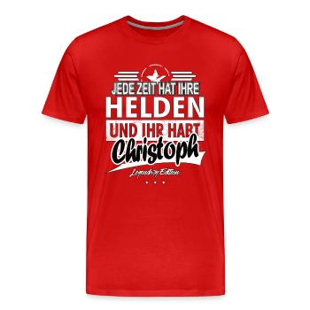 Jede Zeit hat Ihre Helden ihr habt Christoph - Männer Premium Bio T-Shirt - Rot - Vorne - Damien (186cm)