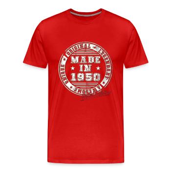 Retro Patch Vintage 1950s Birthday Gift - Men's Premium Organic T-Shirt - red - Front - Damien (186cm)