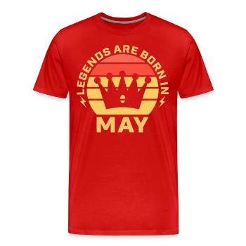 Les légendes naissent au mois de l’anniversaire du mois de mai - T-shirt bio Premium Homme - rouge - Devant - Damien (186cm)