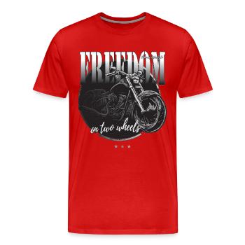 Freiheit auf zwei Rädern Motorrad Kreide Zeichnung - Männer Premium Bio T-Shirt - Rot - Vorne - Damien (186cm)