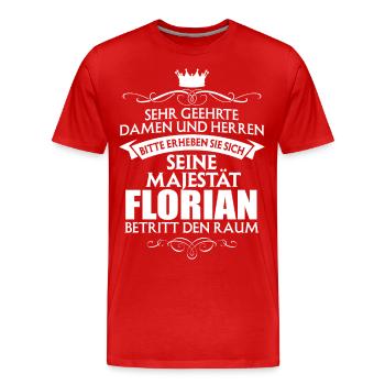 FLORIAN - Majestät - Männer Premium Bio T-Shirt - Rot - Vorne - Damien (186cm)