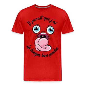 langue bien pendue - T-shirt bio Premium Homme - rouge - Devant - Damien (186cm)