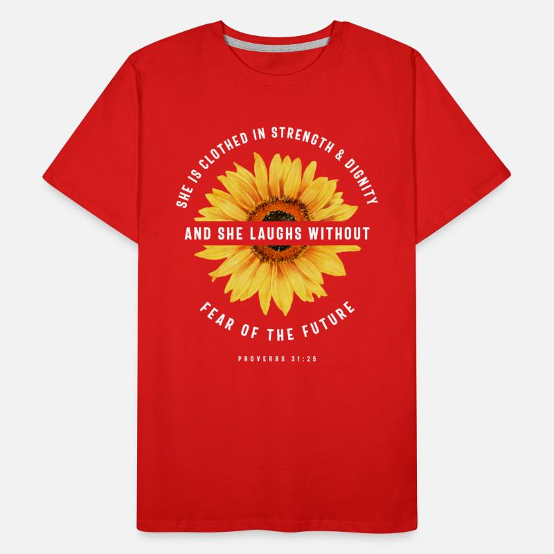 Bible Verse Scripture Religious Proverbs 31:25 Men's Premium Organic T-Shirt