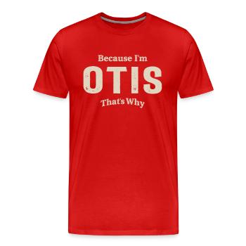 Otis Personalized Name - Men's Premium Organic T-Shirt - red - Front - Damien (186cm)