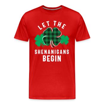 Let The Shenanigans Begin Shamrock St Patricks Day - Men's Premium Organic T-Shirt - red - Front - Damien (186cm)