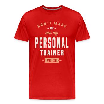 Personal Trainer - Voice of Motivation - Men's Premium Organic T-Shirt - red - Front - Damien (186cm)