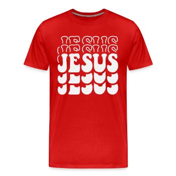 Jesus - Inspirational Christian Design - Men's Premium Organic T-Shirt - red - Front - Damien (186cm)